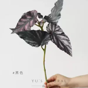 Simulated leaf begonia leaf high-end black flower arrangement floral landscaping single branch green plant photography props light luxury niche - black