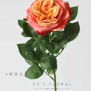Artificial Flowers Tanik Rose Soft Furnishing Floral Art Single Artificial Flowers Silk Flowers Foreign Trade Export Final Order - orange