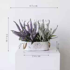 Simulated flower Granny sage single fake flower home decoration floral landscaping photography props space display - Iron flower pot + 9 bouquets of flowers