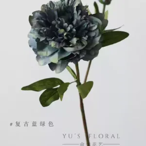 Artificial flower palace peony high-end fake flower retro champagne color niche floral home furnishings photography props soft decoration - retro teal