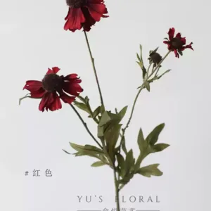 Simulated flower cat's eye chrysanthemum peacock blue earth tone flower material retro style floral landscaping home decoration photography props - red