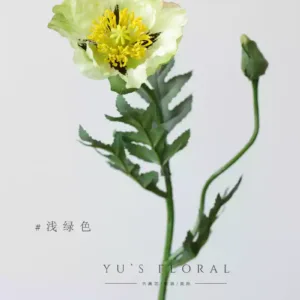 Simulated poppies, pink fake flowers, flower ornaments, photography props, soft decoration display, foreign trade flowers, floral landscaping - light green