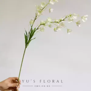 Simulated flower orchid single silk flower wedding high-end decoration landscaping photography props high-end fake flower ornaments - White