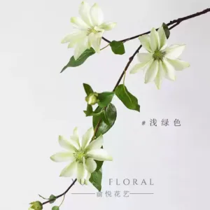 Simulated flower clematis feels moisturizing, home floral soft furnishings, floral landscaping photography props, high-end atmosphere - light green