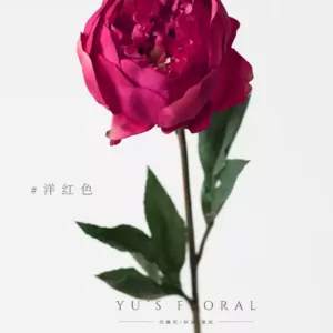 Artificial Flower Henry Peony Orange Single-branch Artificial Flower Interior Decoration Floral Photography Props Foreign Trade Small Volume - magenta