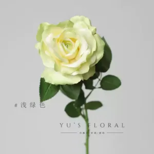 Simulated flower purple beauty rose purple single branch fake flower home flower arrangement flower photography prop wedding cloth - light green