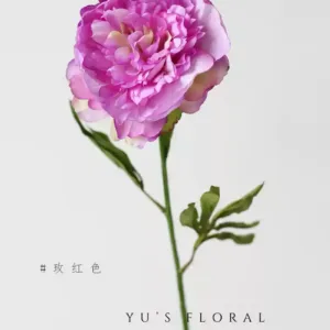 Artificial Flower Thousand Layers of Peony Yellow Single Branch Artificial Flower Indoor Home Decoration Photography Props Soft Decoration Flower Display - rose red