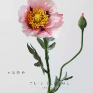 Simulated poppies, pink fake flowers, flower ornaments, photography props, soft decoration display, foreign trade flowers, floral landscaping - light pink