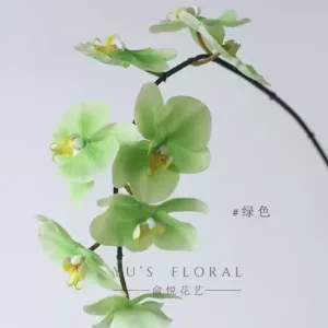 Simulated flower Phalaenopsis hand-painted version of Morandi color single fake flower home floral high simulation wedding layout props - green