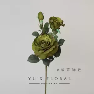 Simulated flowers, large flowers, rich retro colors, cappuccino roses, flower arrangements by florists, photography props - pickle green