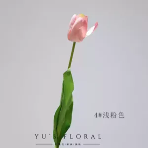 Artificial flowers tulips artificial flowers light luxury high-end single moisturizing hand-feel silk flower landscaping ornaments home soft decoration photography - 4# light pink