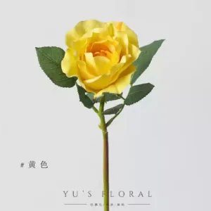 Simulated flower short branch rose red rose home flower arrangement photography props indoor display living room decoration floral soft furnishings - yellow