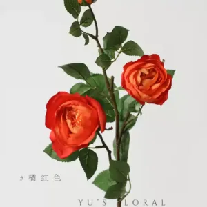 Artificial flowers, piano roses, home floral arrangements, soft decoration single artificial flowers, indoor flowers, foreign trade export final order - orange red