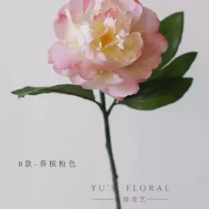 Artificial flower peony home floral soft decoration display single artificial flower floral landscaping photography props Chinese flower - Type B-Champagne Pink