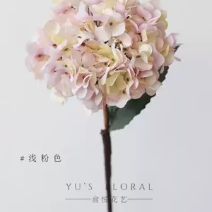 Simulated flower retro long pole hydrangea home decoration floral single branch fake silk flower photography props floral landscaping - light pink