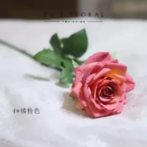 Artificial flower rose white small diameter wedding single artificial flower indoor home soft furnishings photography props - 4# orange pink