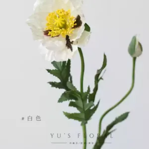 Simulated poppies, pink fake flowers, flower ornaments, photography props, soft decoration display, foreign trade flowers, floral landscaping - White