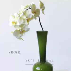 Simulated flower Phalaenopsis hand-painted version of Morandi color single fake flower home floral high simulation wedding layout props - Goose yellow without vase