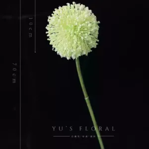 Artificial flowers with Christmas atmosphere. White and gray artificial snowflakes with glitter powder on the surface. Chips will fall off. Be careful when photographing. - Green onion-green with artificial snowflakes on the surface