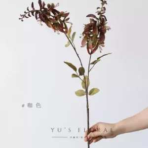 Simulated Erythrina flowers, autumn flowers, retro oil painting style, wedding hall floral landscaping, photography props, soft furnishings - coffee color