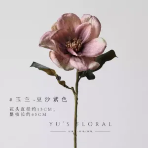 Artificial flowers, mesh fabric material, European flower arrangements, silk flowers, retro colors, home decoration, photography props - Magnolia-bean paste purple