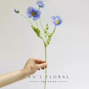 Simulated poppies, light luxury, high-end single-branch silk flowers for landscaping, indoor home decoration, photography props - blue
