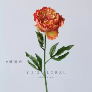 Simulated peony crown coral orange wedding decoration floral single branch fake flower photography props ornaments foreign trade final order - orange