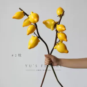 Simulated fruit five generations of golden fruit milkshake yellow floral ornaments home decoration flower arrangement photography props - 2 branches