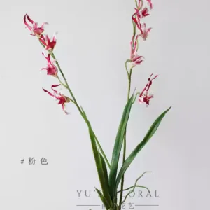 Artificial flower orchid curled orchid fake flower living room decoration decorative flower dining table silk flower floral set niche - pink