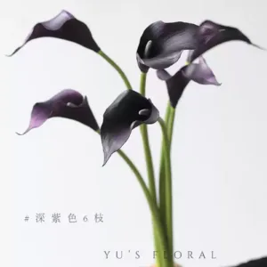 Simulated flower calla lily calla lily EVA material pony home floral black pink single artificial flower photography props - 6 dark purple branches