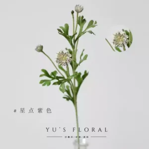 Simulated flowers, green pearl grass, hotel home decoration with leaves and flowers, light auxiliary materials, soft furnishings, photography props - star purple