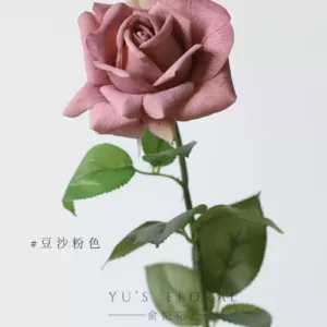 Artificial flowers, snow mountain roses, moisturizing feel, home decoration, gray flowers, photography props, single artificial flowers - bean paste pink