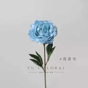 Artificial flower colorful peony yellow festive large flower single branch artificial flower indoor home decoration photography prop large branch - light blue