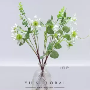 Artificial flowers, home vase flower arrangement, bunch of moonlight clematis, elegant, fresh, decorative flowers, soft decoration - White handful without bottle