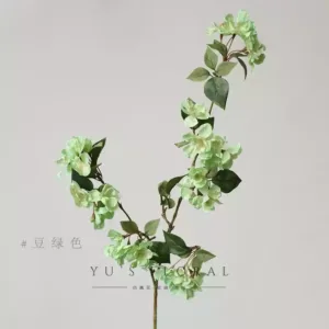 Artificial flower begonia flower single branch artificial flower silk cloth cherry blossom family string flower material soft decoration home decoration wedding dress - Bean green