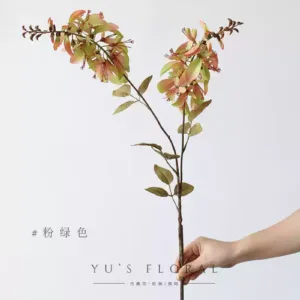 Simulated Erythrina flowers, autumn flowers, retro oil painting style, wedding hall floral landscaping, photography props, soft furnishings - pink green