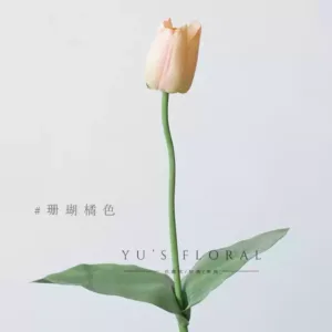 Artificial flower Anna tulip silk floral landscaping single artificial flower floral landscaping display photography props - coral orange