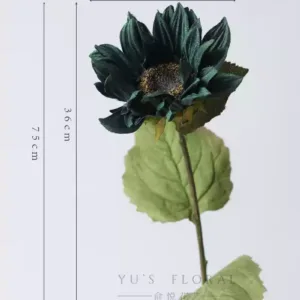 Simulated flower sunflower sunflower single branch fake flower oil painting style indoor home soft decoration photography props floral landscaping - Oil painting big sunflower-you green