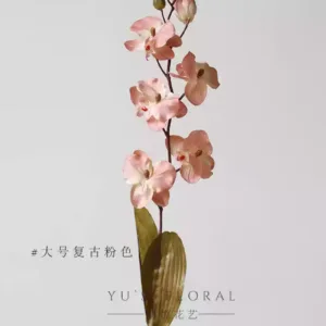 Simulated flower retro small butterfly orchid nine wine red single branch artificial flower indoor home decoration floral landscaping photography props - Large retro pink