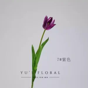 Artificial flowers tulips artificial flowers light luxury high-end single moisturizing hand-feel silk flower landscaping ornaments home soft decoration photography - 7#purple