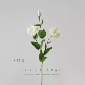 Artificial flower Platycodon feels moisturizing, light pink and white, home decoration floral art, single artificial flower, photography props and ornaments - White