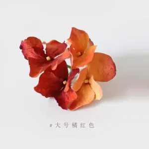 Simulated flower hydrangea orange red handmade DIY flower headdress hairpin corsage wrist flower handmade hat decoration material - Large orange red