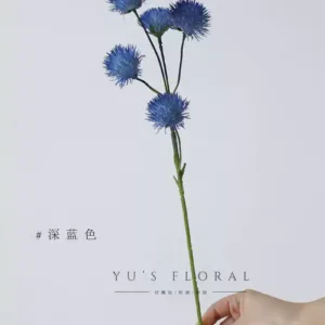 Artificial flower blue thorn head dark blue floral soft decoration floral landscaping photography props single artificial flower presentation high-end - dark blue