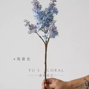 Artificial flower lilac single branch artificial flower silk flower home decoration photography props indoor soft furnishings light luxury - light blue