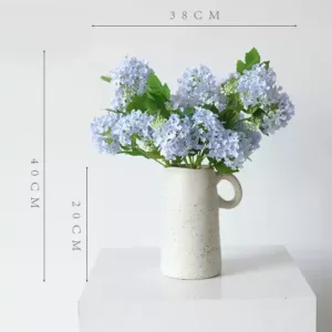 Simulated flower and tree hydrangea white green home single fake flower silk flower indoor decoration wedding decoration photography props - A vase + 3 hydrangeas, default star blue