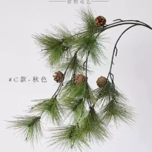 Simulated plant pine needles Chinese style wedding floral indoor soft furnishings floral landscaping fake flowers photography props - Type C-autumn color