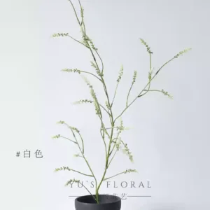 Simulated flower polygonum yellow polygonum white polygonum linear long branch floral single branch landscaping fake flower photo props floral landscaping soft decoration - White without flower utensils