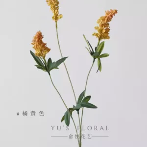 Simulated flower tail amaranth wine red three-head soft silk floral landscaping decoration home decoration wedding flower decoration - orange