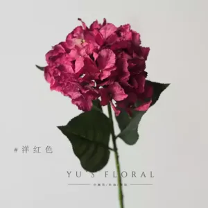 Artificial flower sawtooth hydrangea large flower long stem flower single branch artificial flower floral display soft decoration photography props - magenta