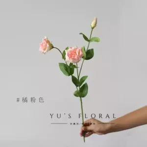 Artificial flower Platycodon feels moisturizing, light pink and white, home decoration floral art, single artificial flower, photography props and ornaments - orange pink